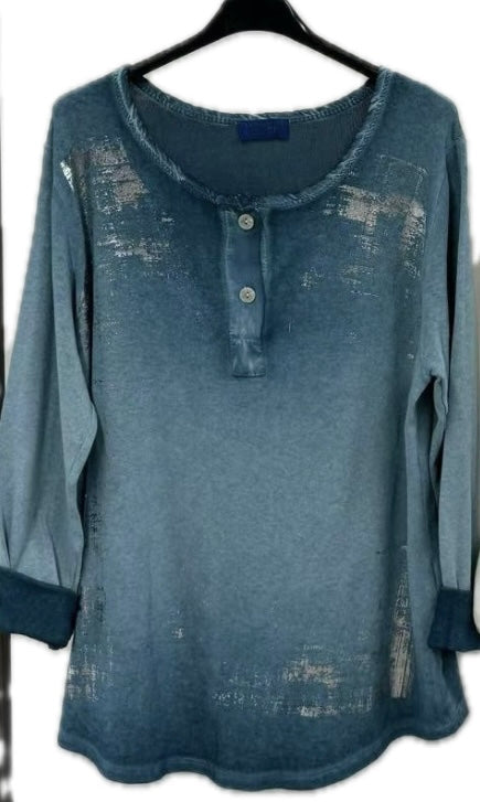 Silver Foiled Button Top