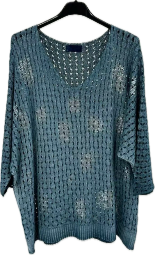 Silver Foiled Mesh Top