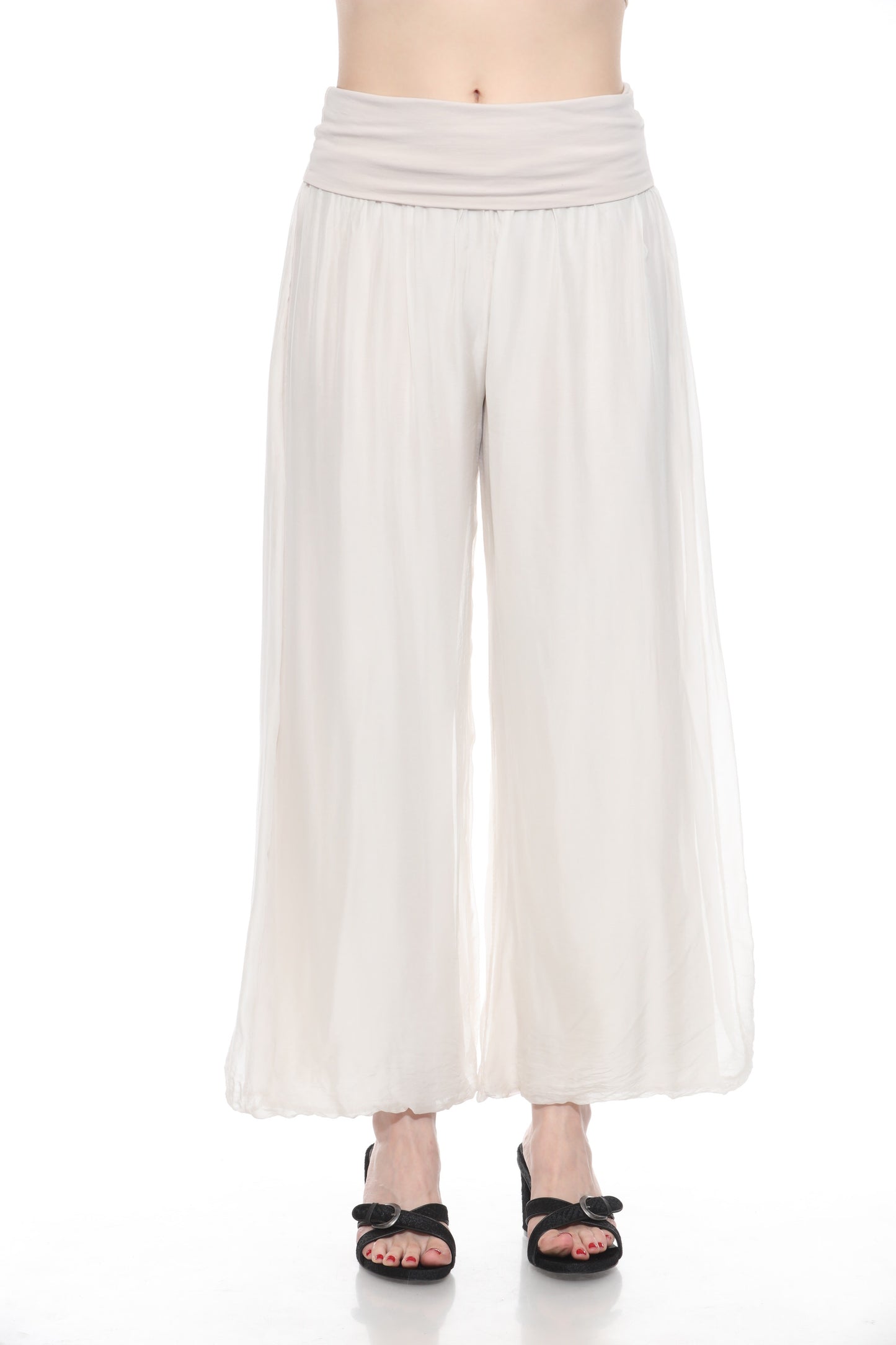 Silk Straight-Leg Pants Without Slit