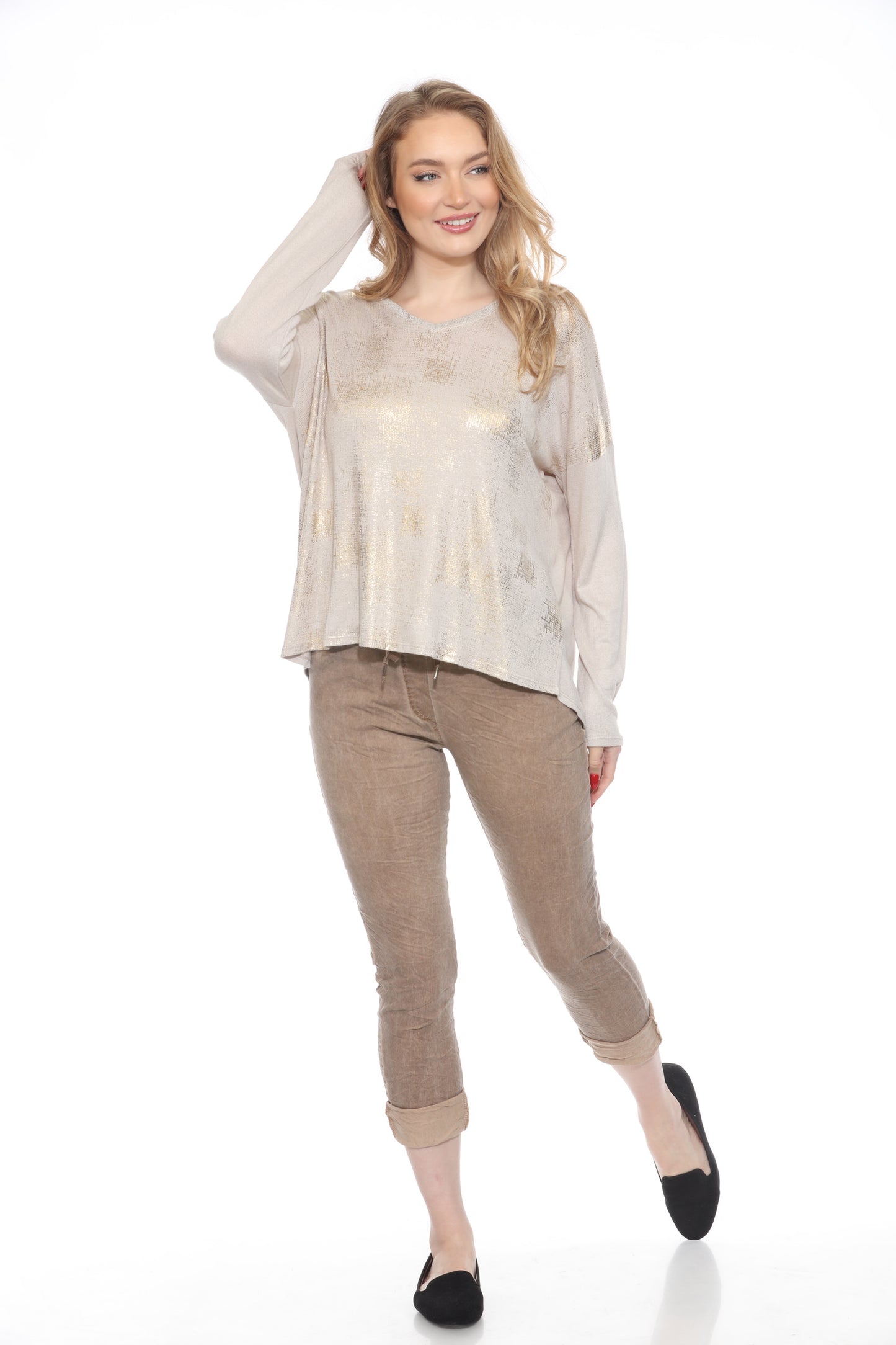 Gold Foil Shiny Top