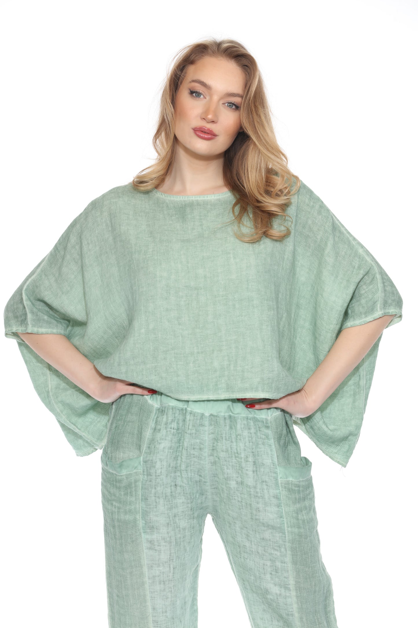 Oversize Round Neck Gauze Top