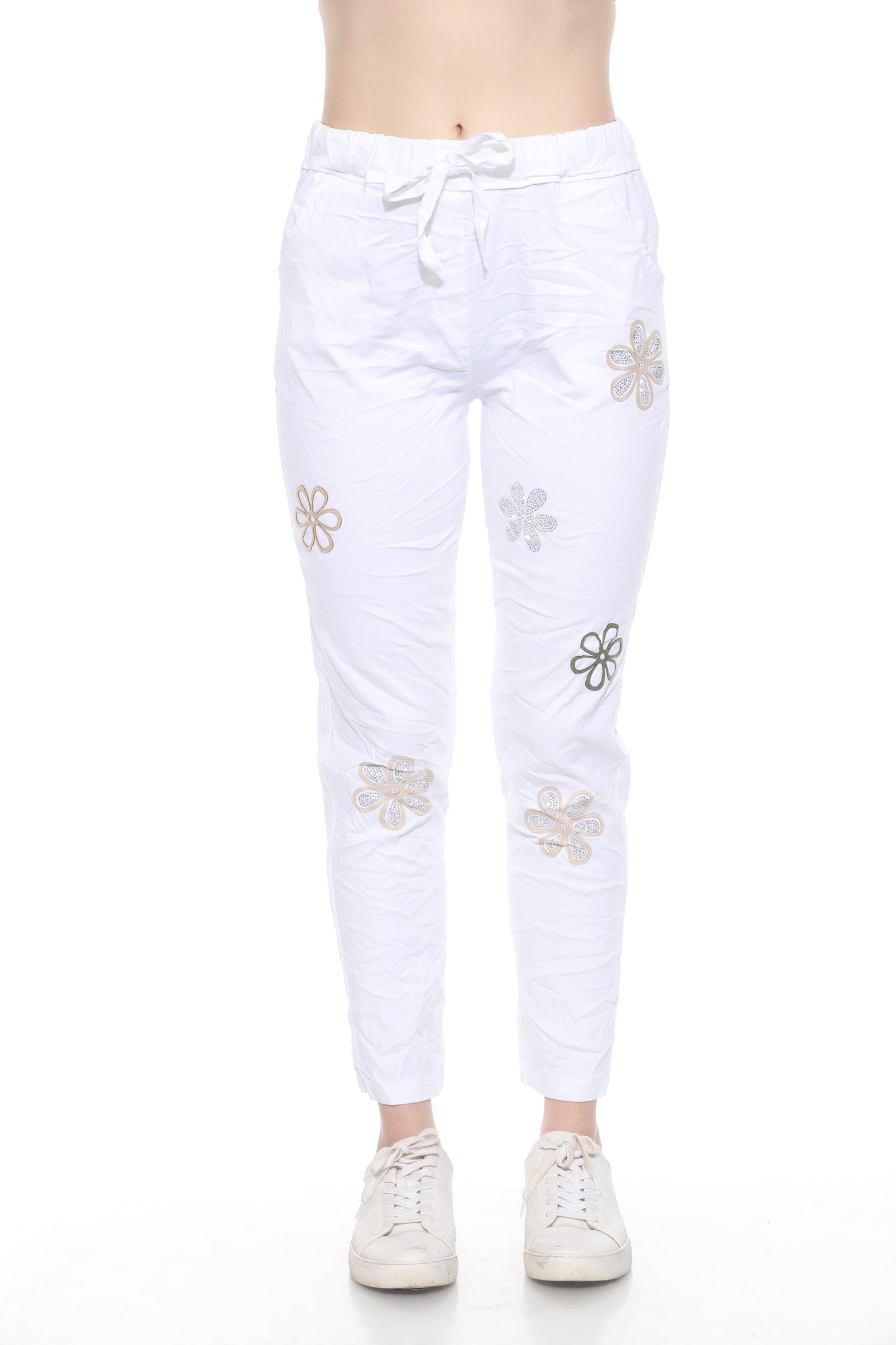 Sequin Floral Stretch Pants