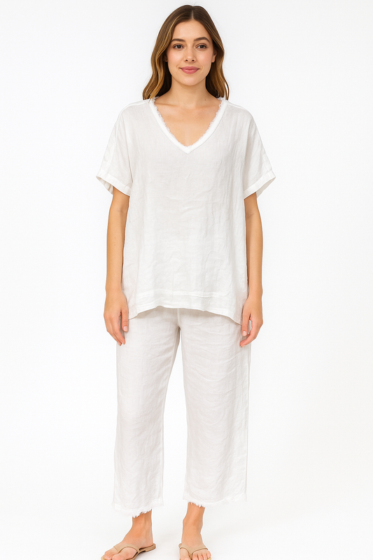 Linen V-neck Top