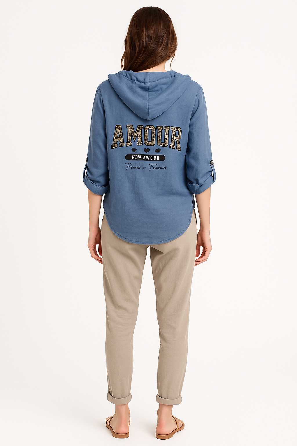 Amour love button down hoodie