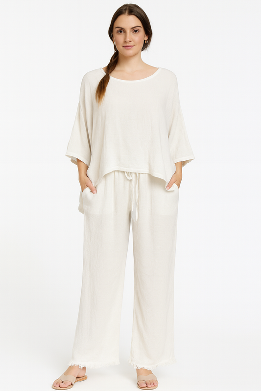 Gauze Ruffled Pants