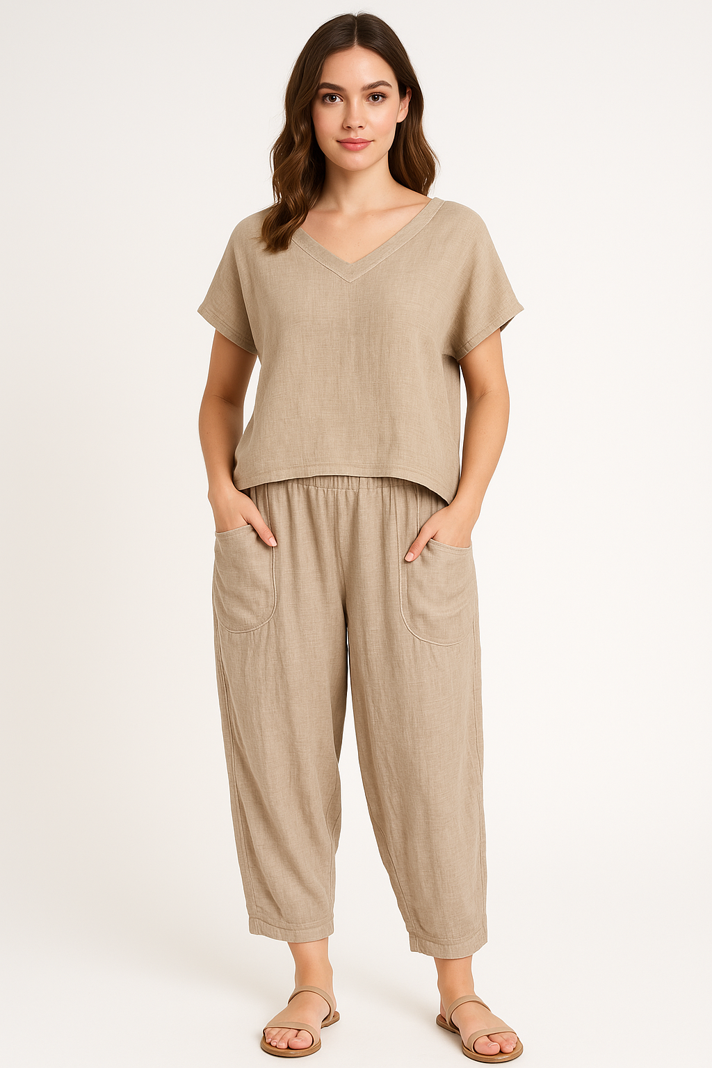 Solid Gauze V-neck Top