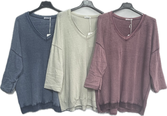 Cotton/Linen Long-Sleeve Top