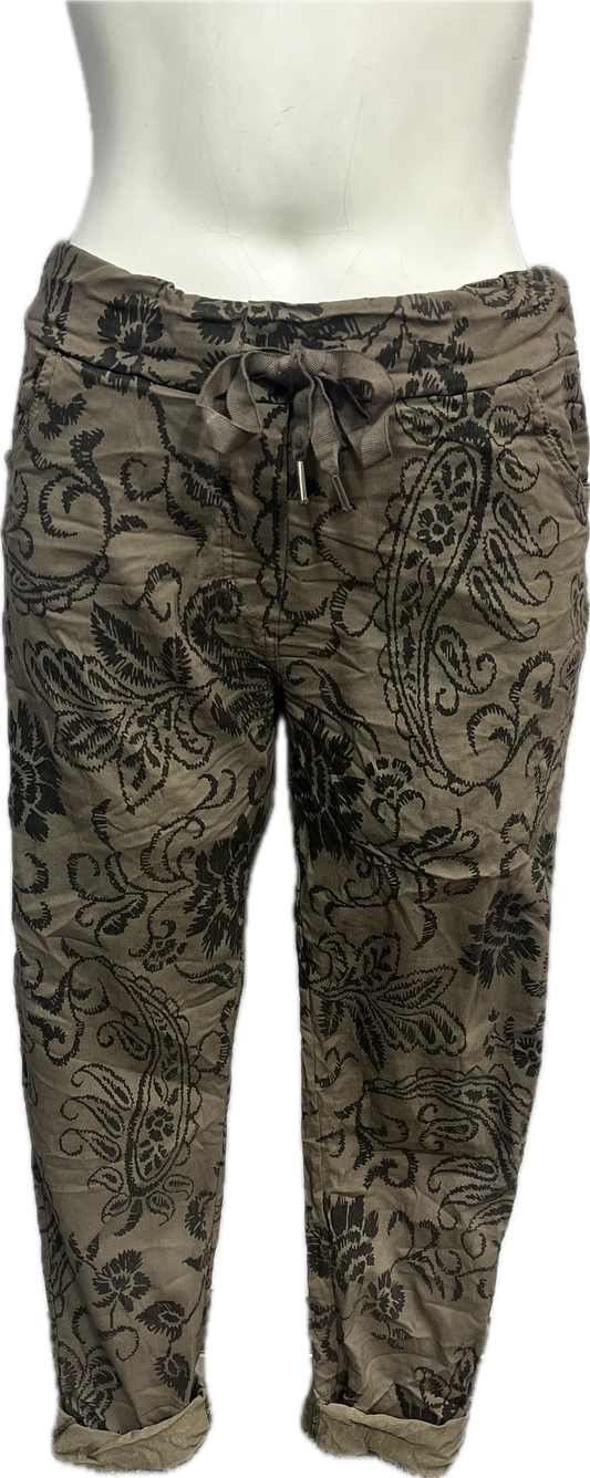 Abstract Floral Print Pants