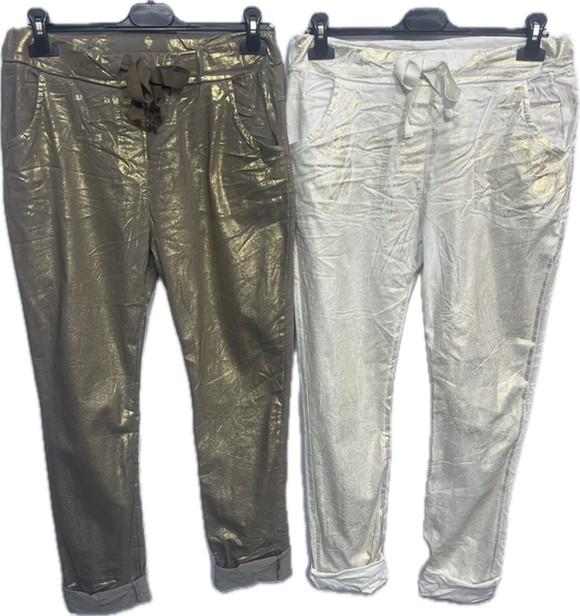 Stretch Pants with Gold Foil