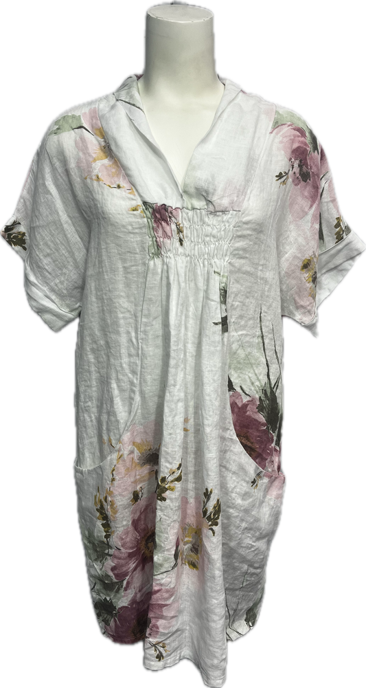 Linen Floral Dress