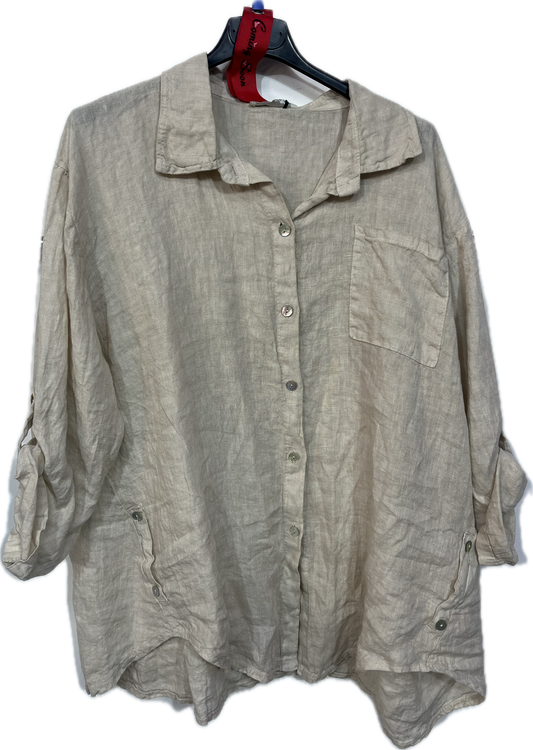 Linen Button-down Top