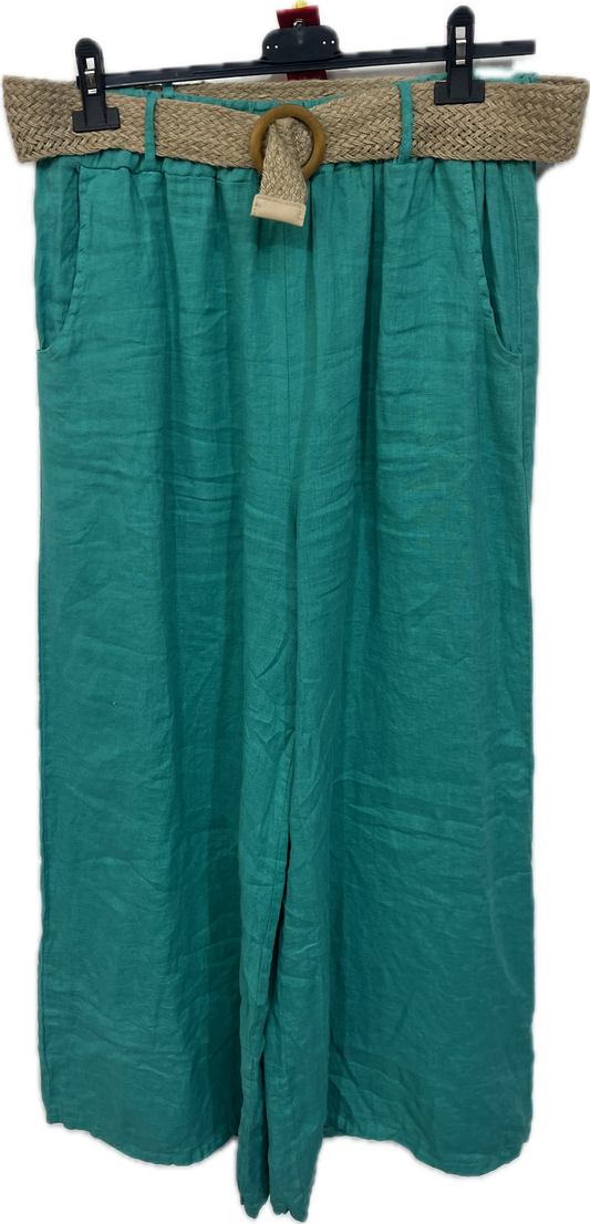 Linen Wide Leg Pant With Belt