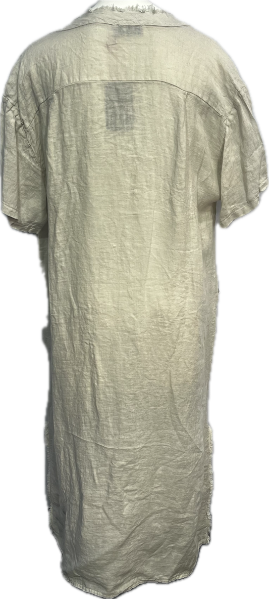 Linen Ruffled Dress with Pocket