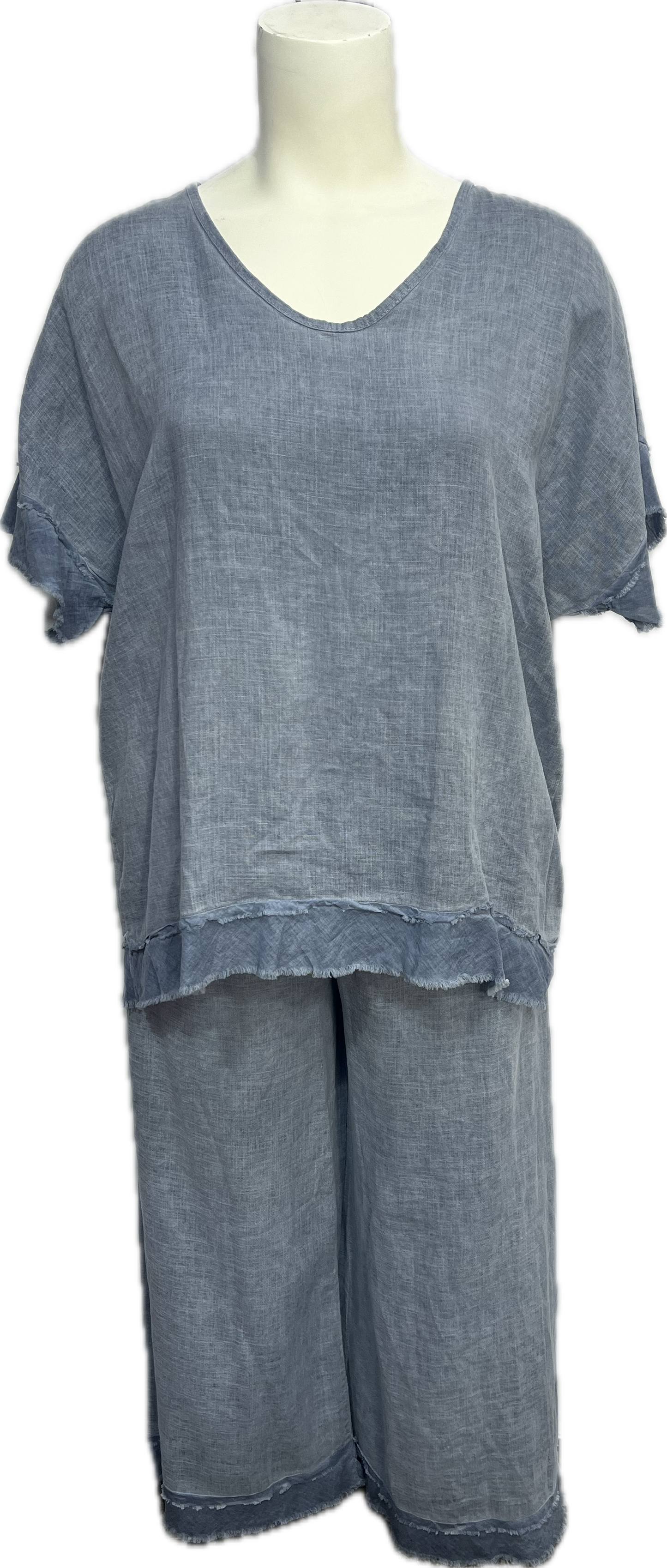 Linen/Rayon Ruffled Top