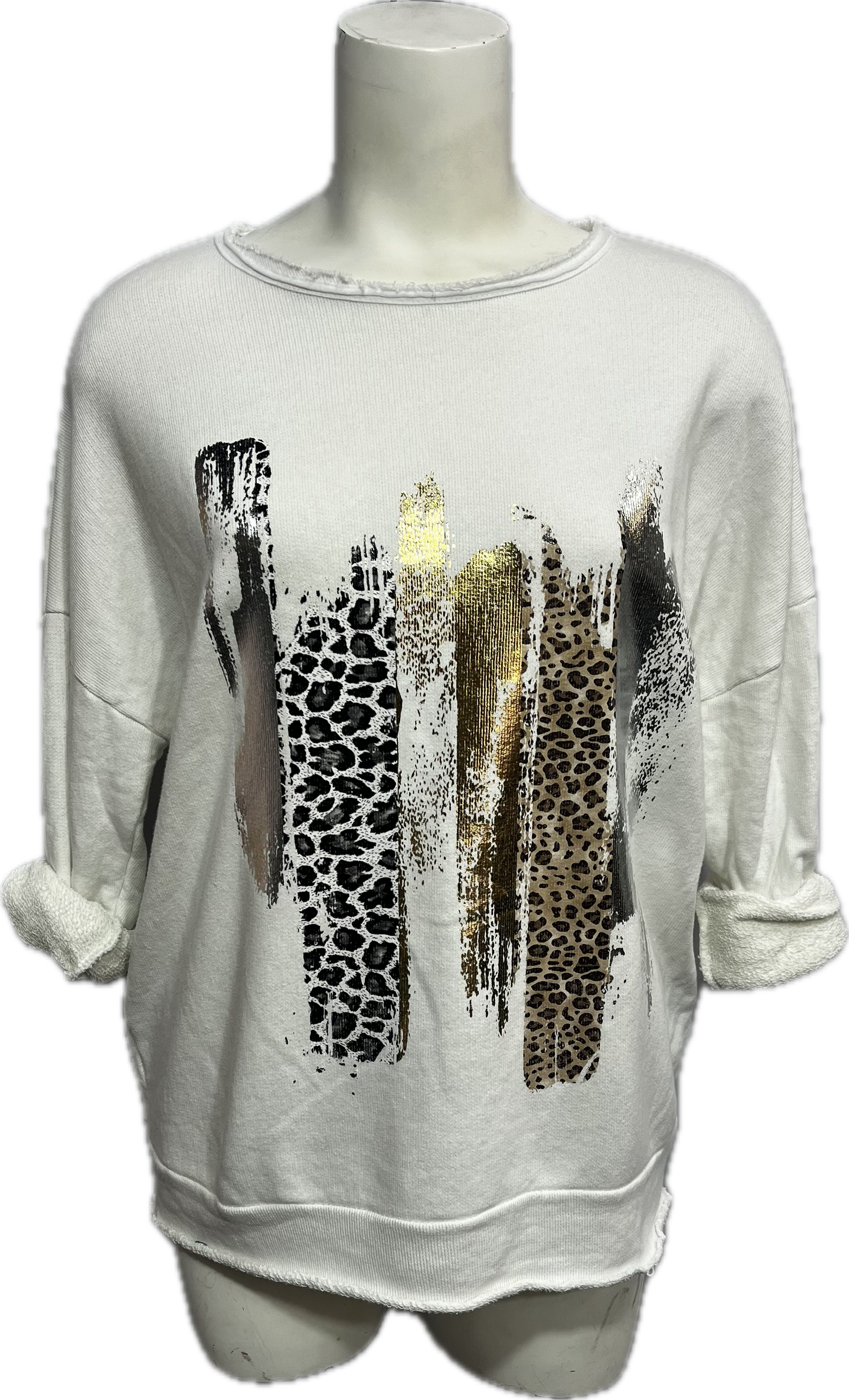 Gold-Foil Animal Print Sweater