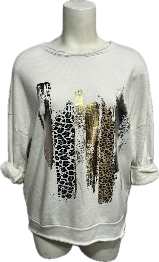 Gold-Foil Animal Print Sweater