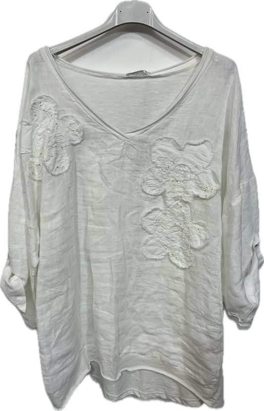 Floral Embroidered Sequin Top