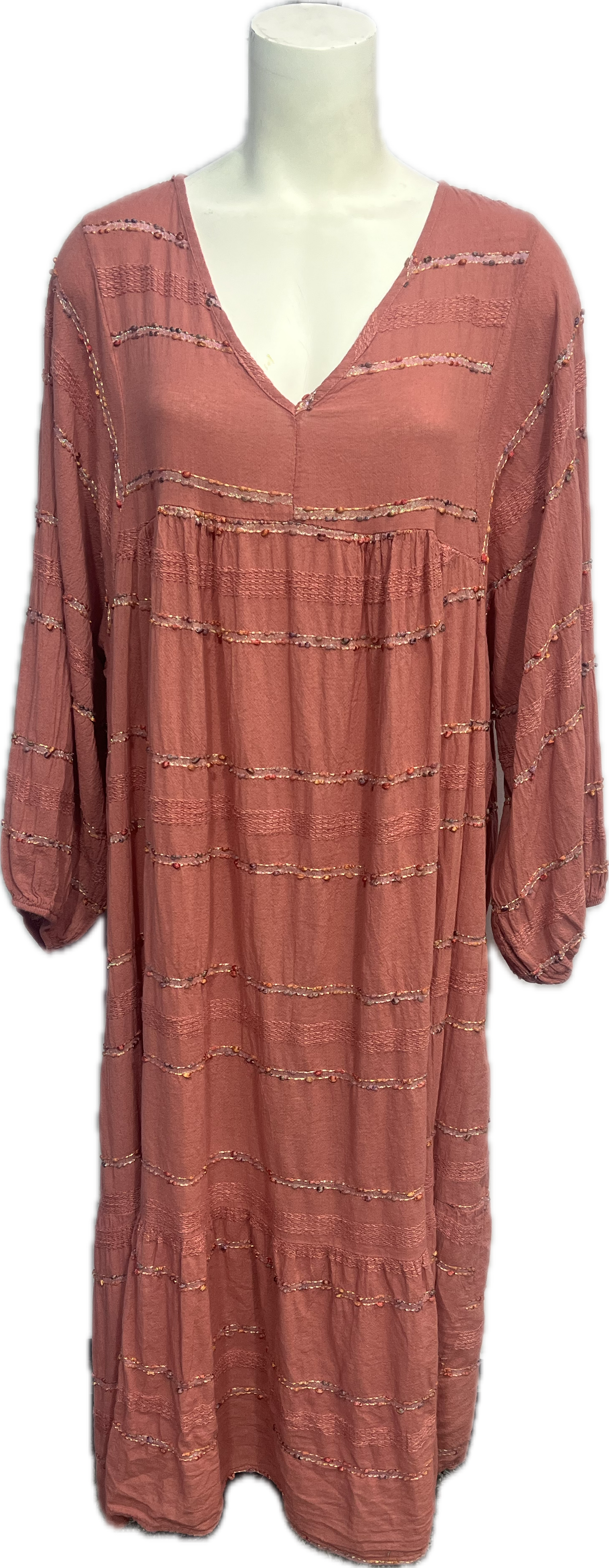 Long Cotton Embroidery Dress Sienna