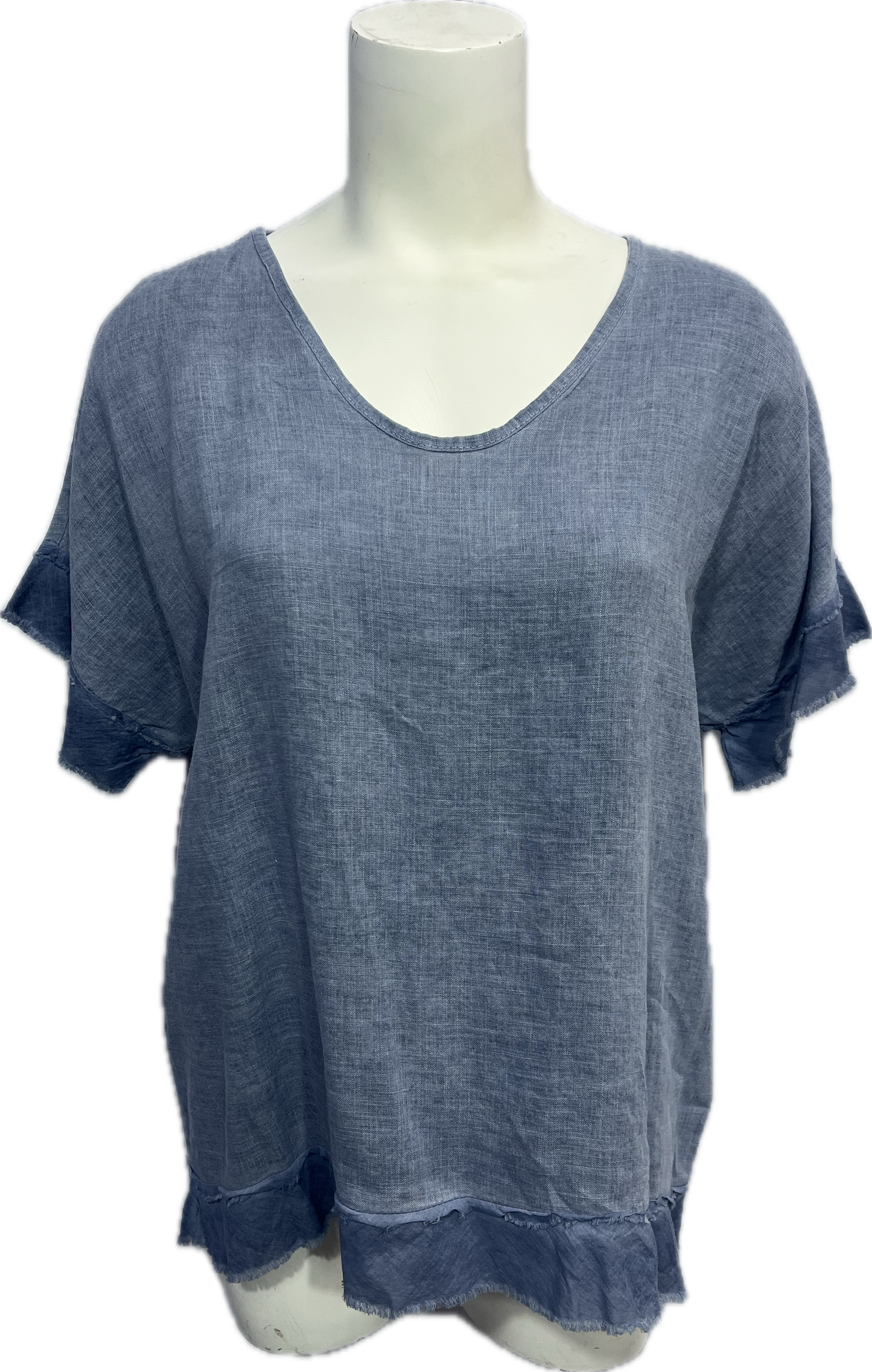 Linen/Rayon Ruffled Top