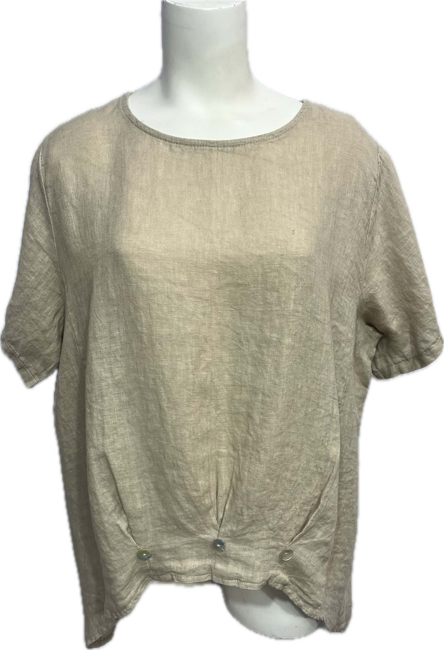 Linen High Low Button Top