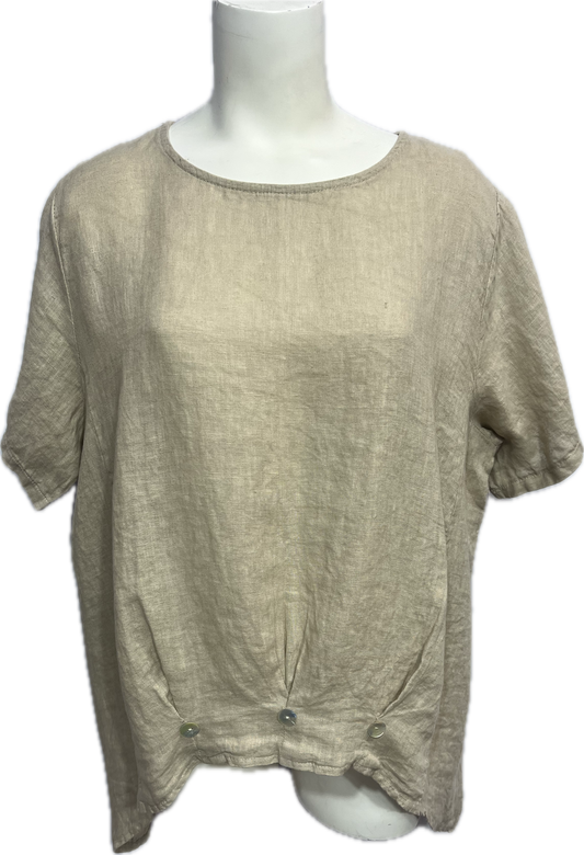 Linen High Low Button Top