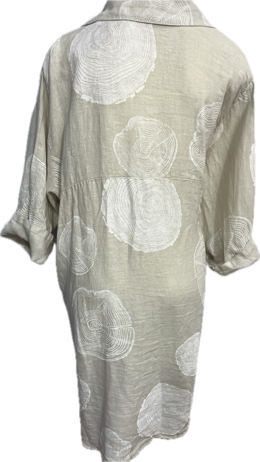 Dot Print Linen Duster