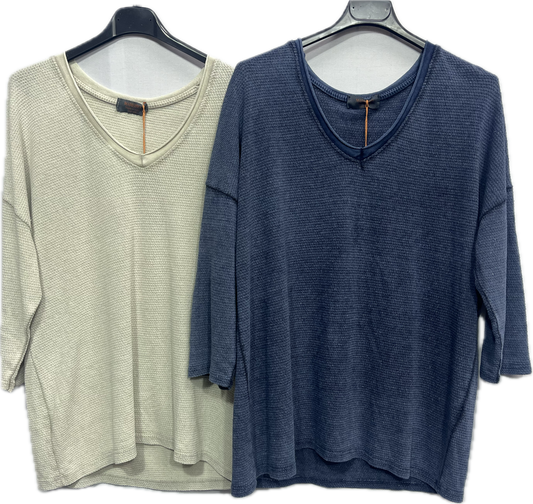 Cotton/Linen Long-Sleeve Top