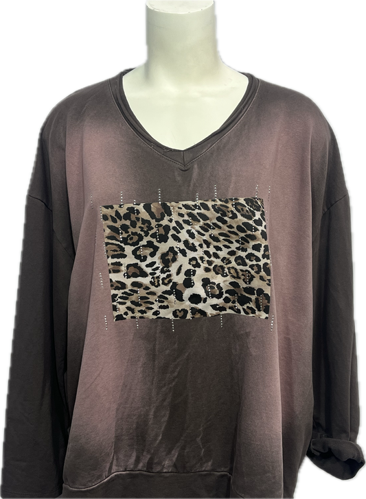 Two-Toned Studded Cheetah Print Top