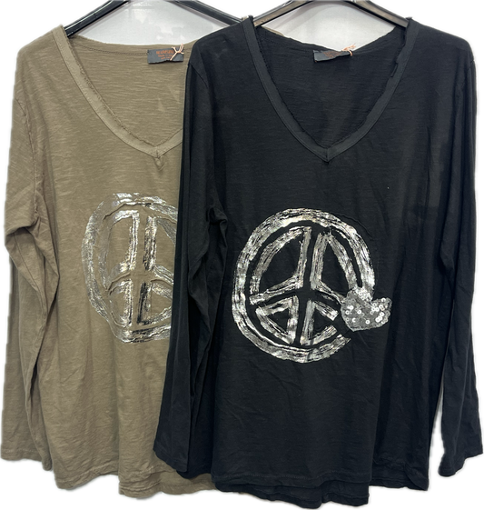 Peace Top Black, Taupe