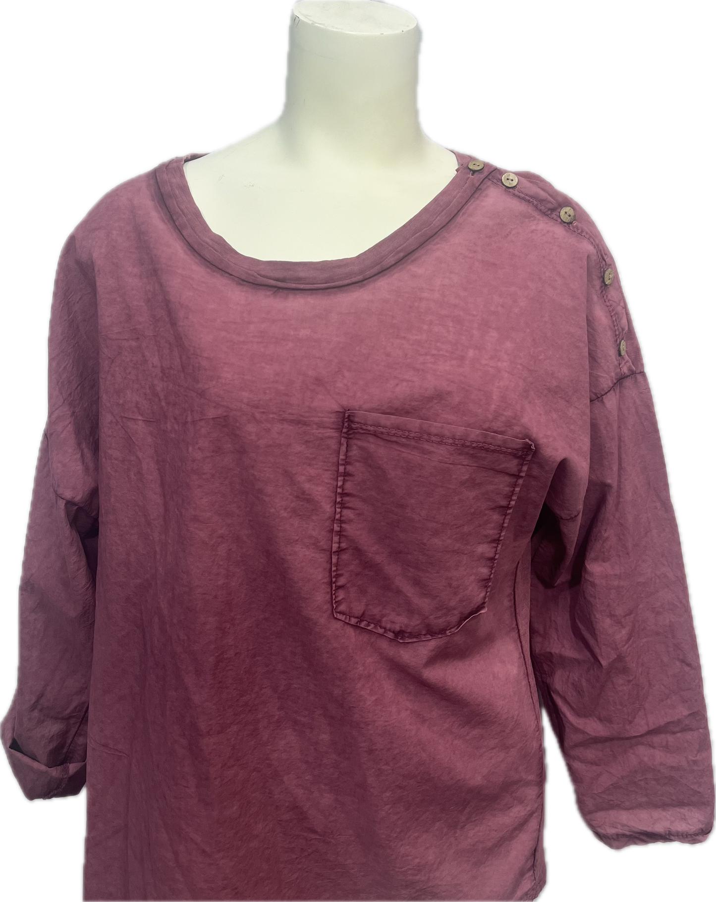 Cotton Top With Pocket And Shoulder Buttons