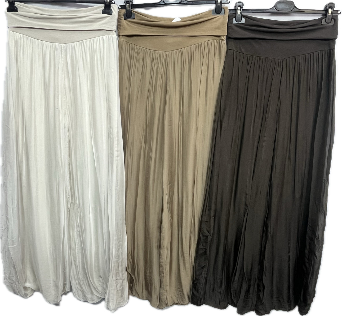 Silk Straight-Leg Pants Without Slit