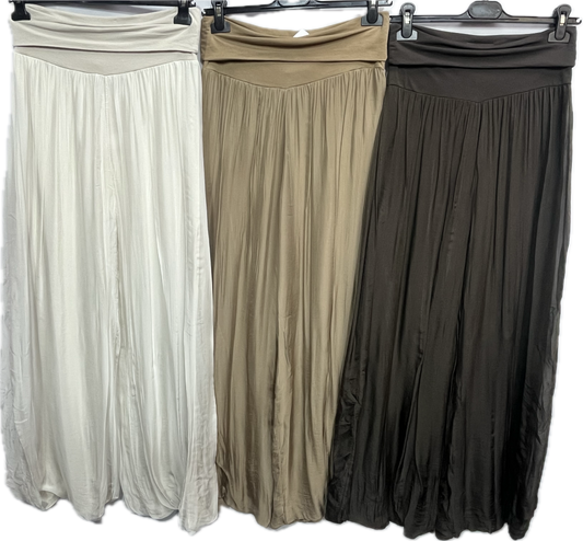 Silk Straight-Leg Pants Without Slit