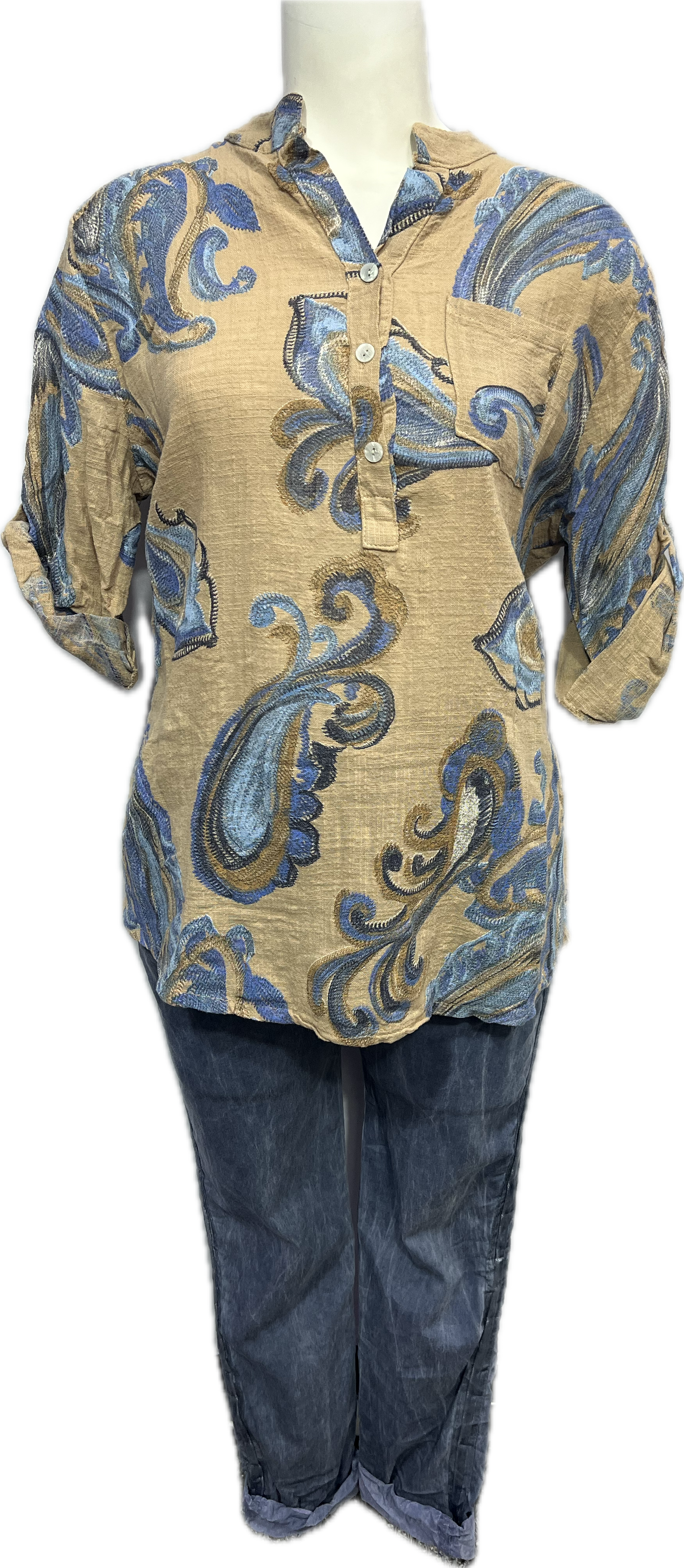 Paisley Cotton Pocket Top