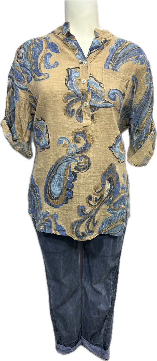 Paisley Cotton Pocket Top