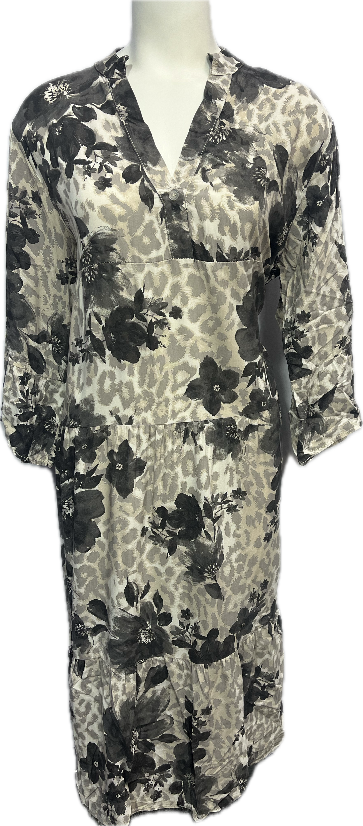 Viscose Floral-Leopard Print Dress