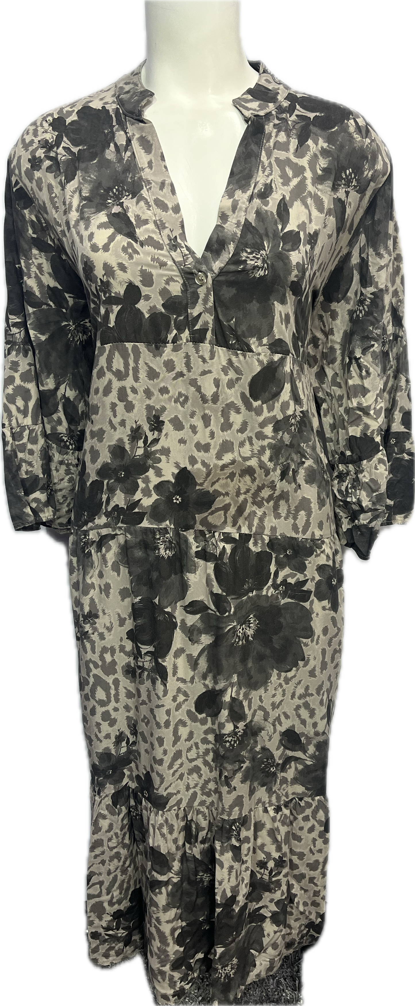 Viscose Floral-Leopard Print Dress