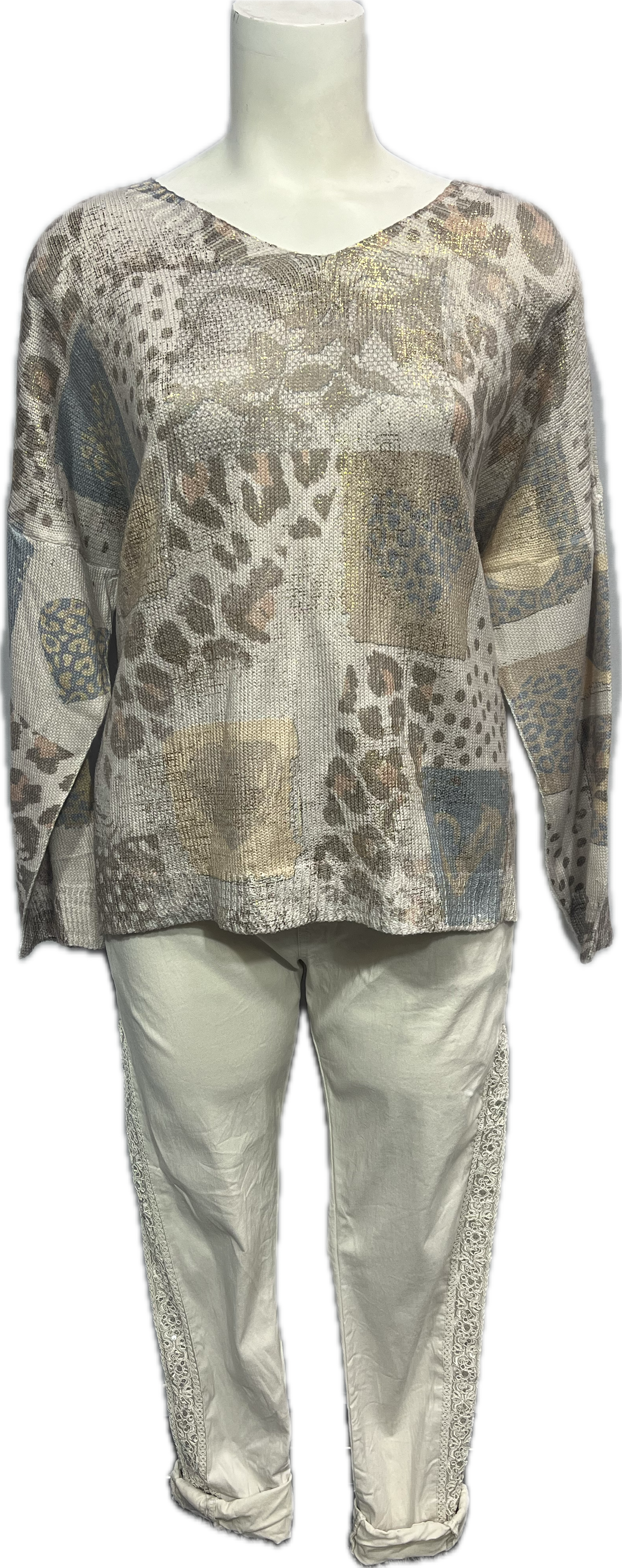 Animal Print Sweater with Gold Foil