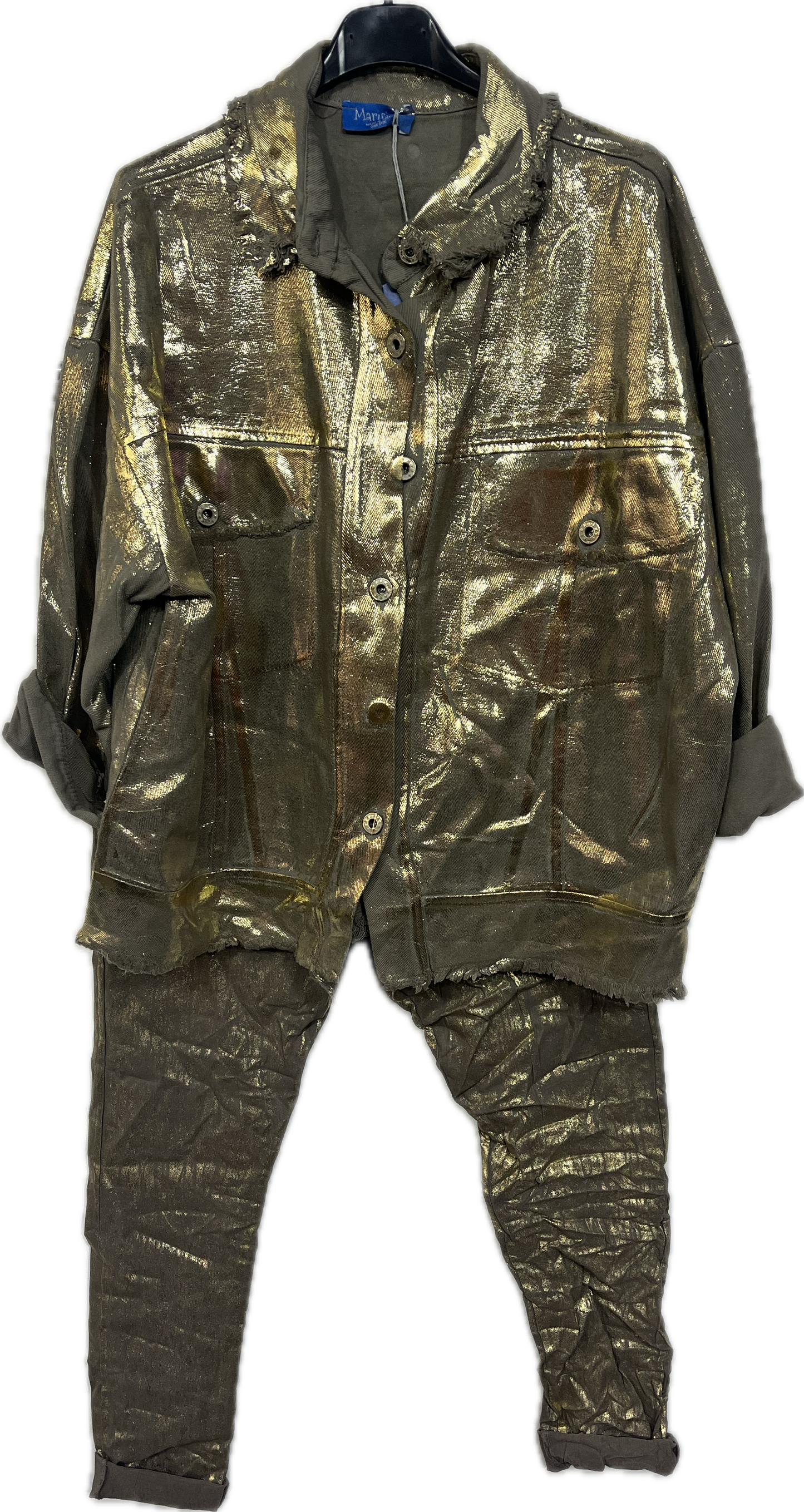 Button Down Jacket with Gold Foil