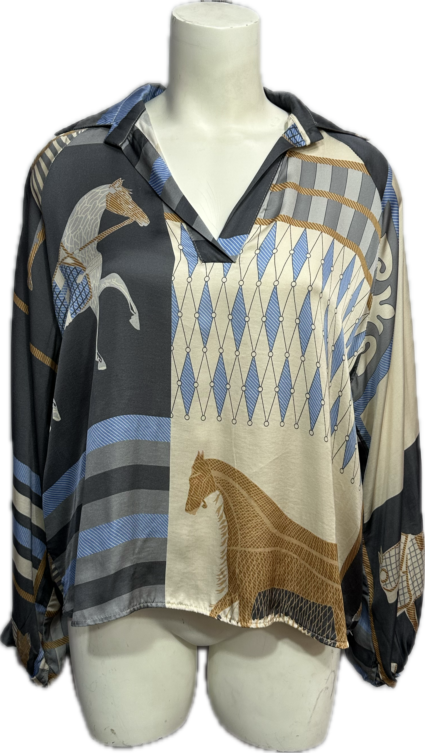 Abstract Horse Silk Top