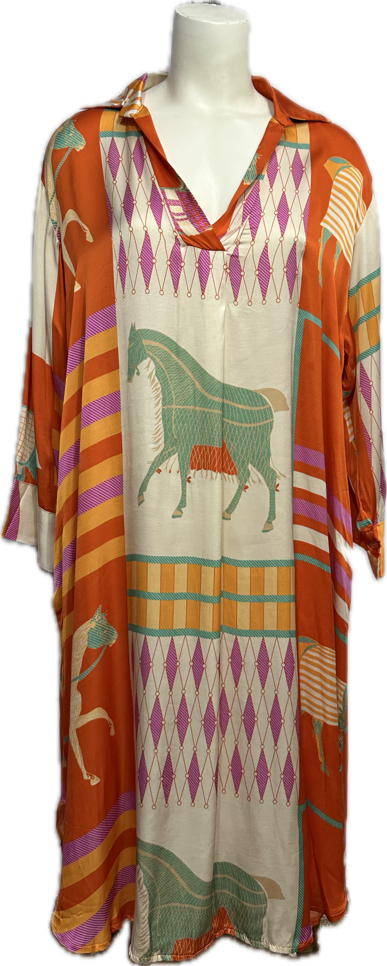 Abstract Horse Silk Dress