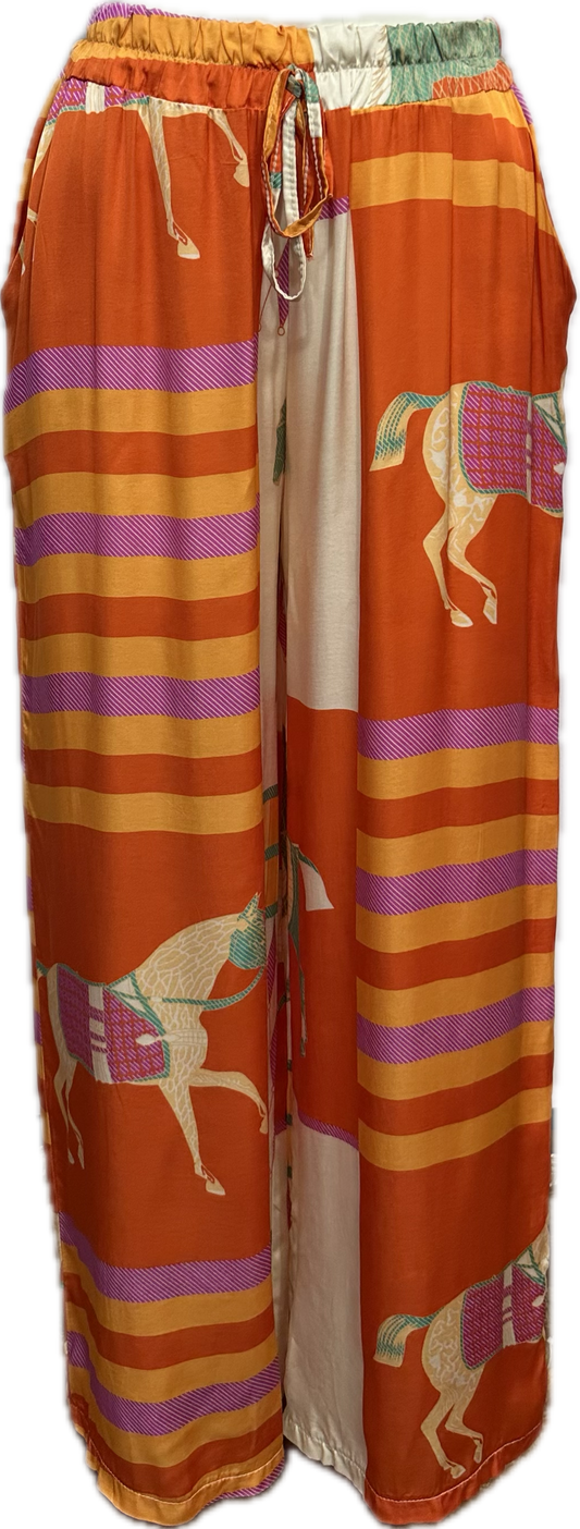 Abstract Horse Silk Pants