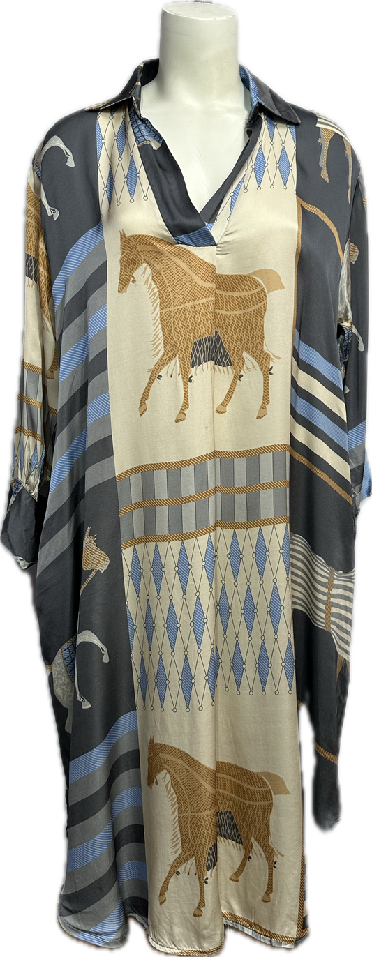 Abstract Horse Silk Dress