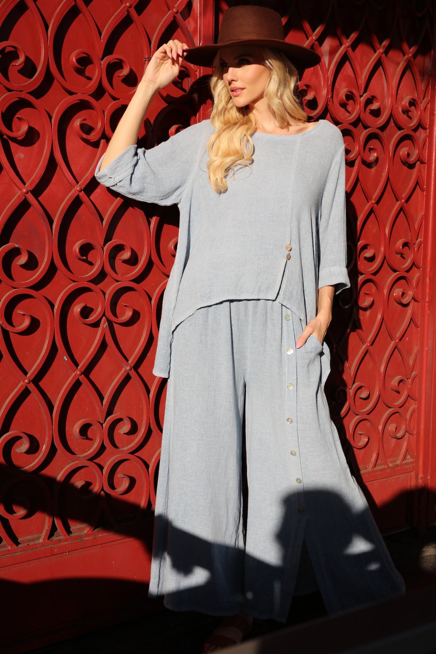 Gauze Buttons Pants