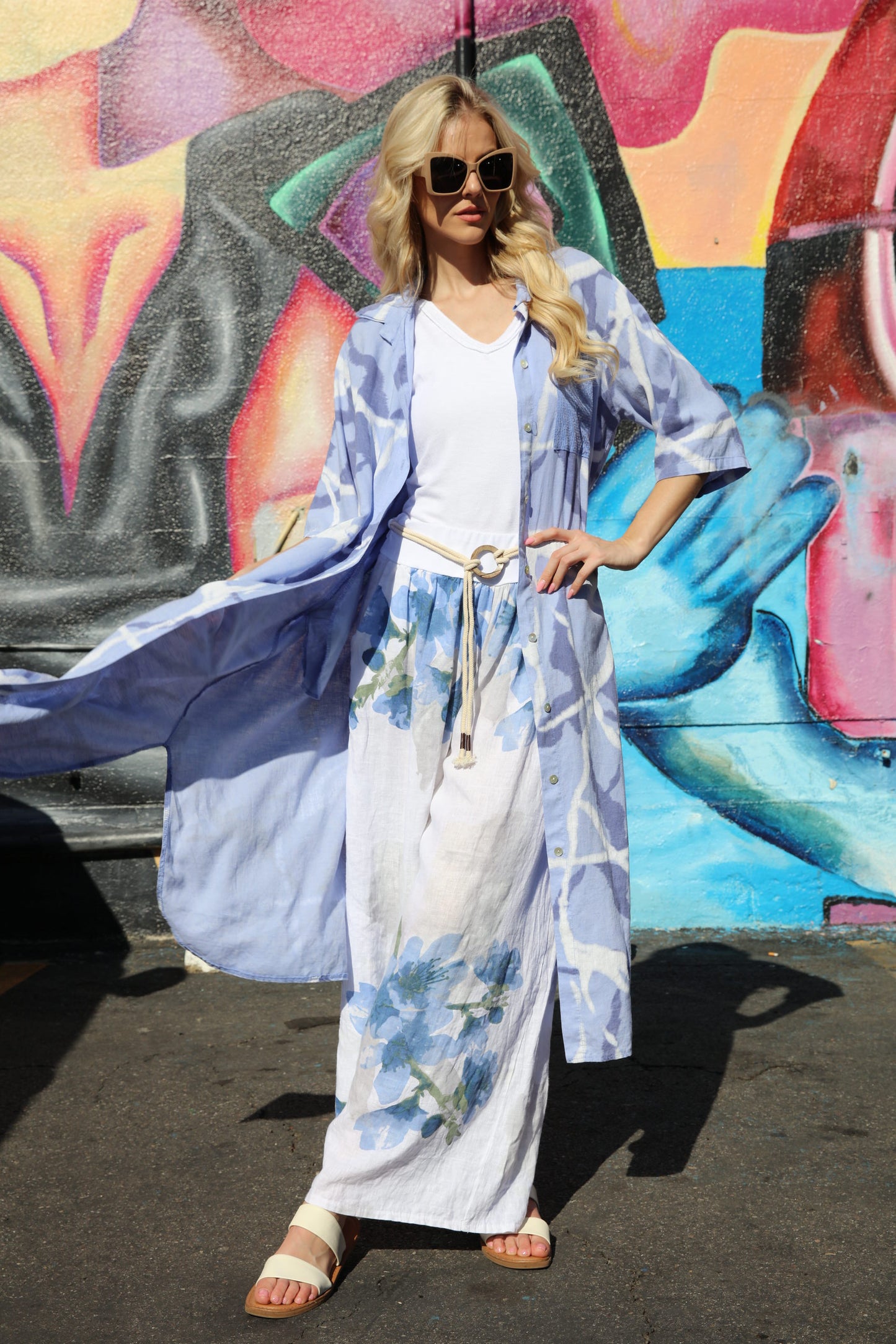 Linen Artistic Floral Pants