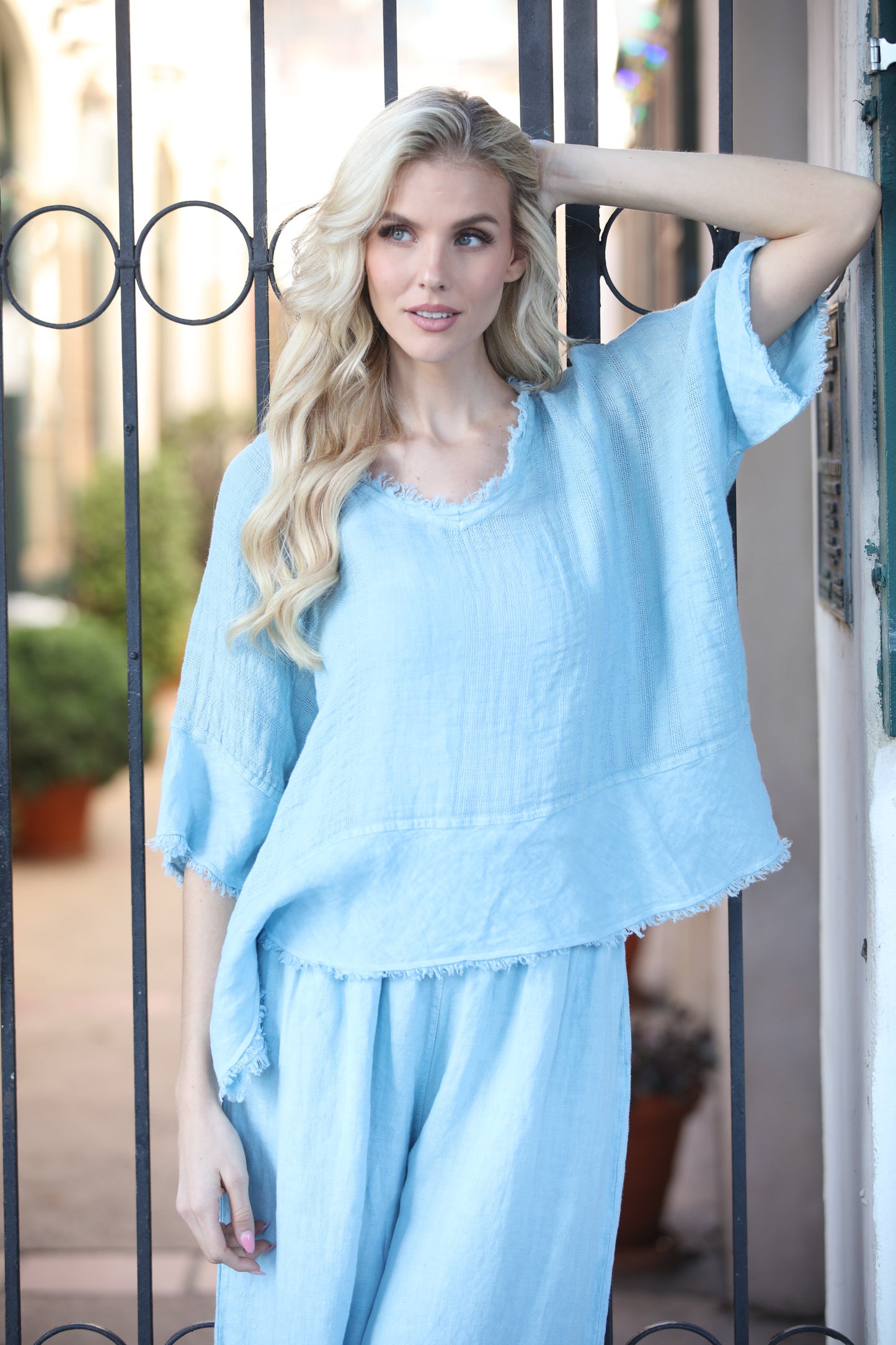 Frayed Linen Top