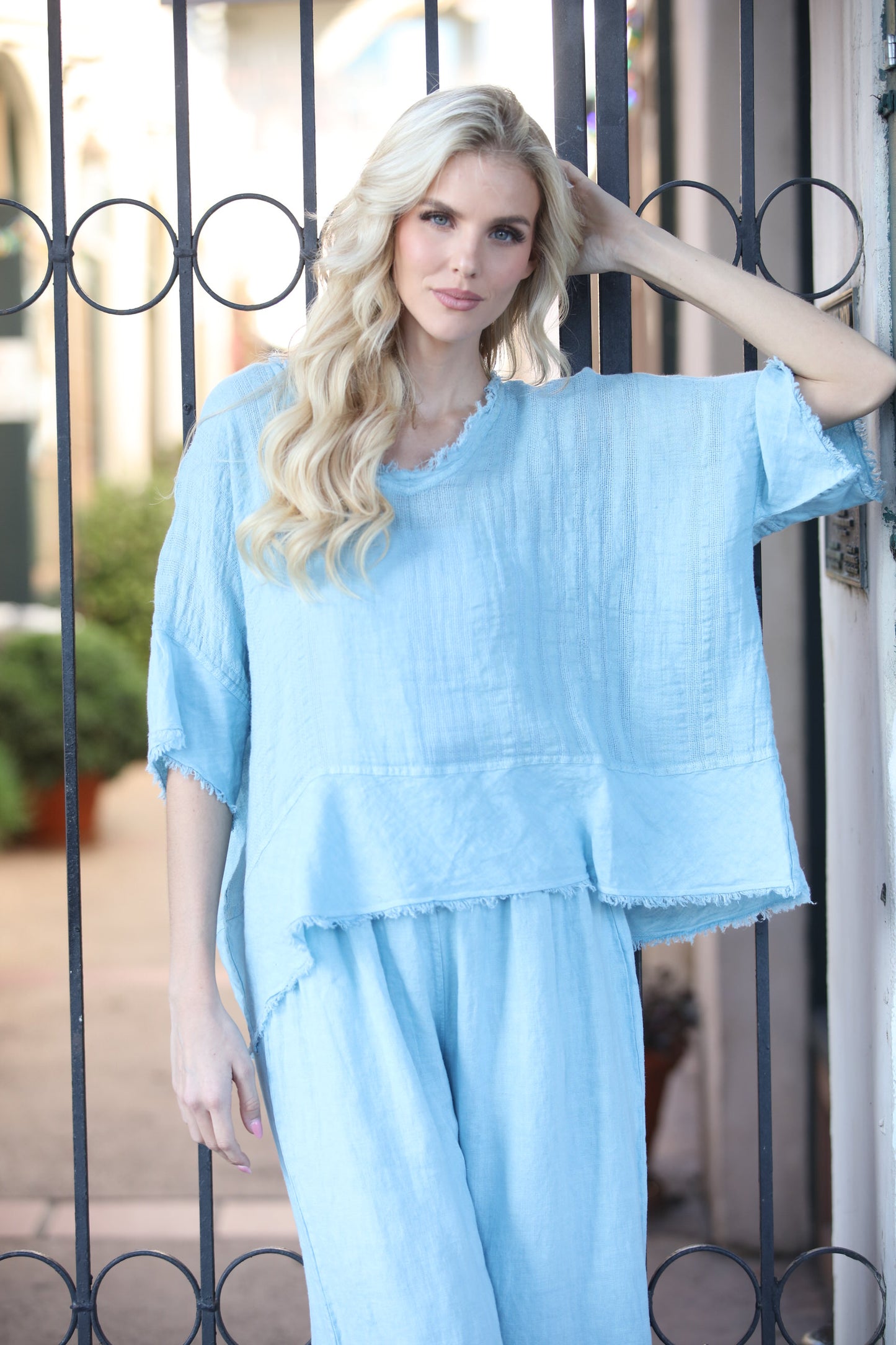 Frayed Linen Top