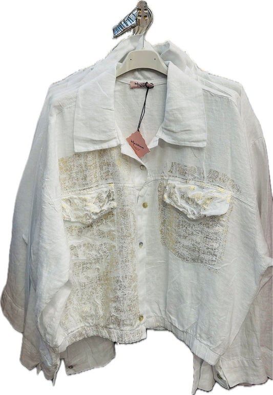 Gold Splatter Button-down Top
