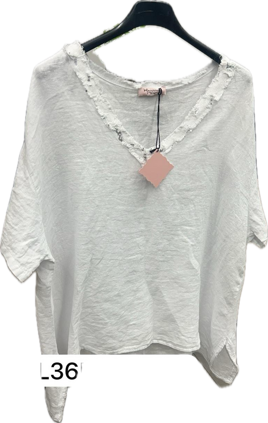 Linen V-neck Top