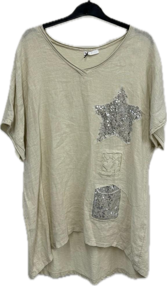Linen Sequin Star Top