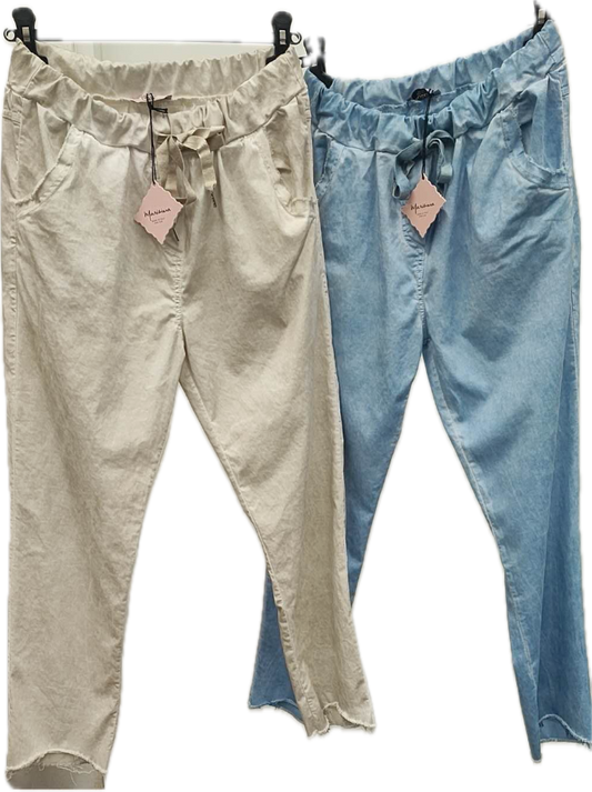 Vintage-Wash Frayed Jogger Pants